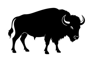 silhouette of a bull, bison vector illustration, bison silhouette, animal silhouette isolated vector Illustration, png, Funny cute bison, Jumping cartoon bisons