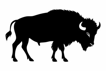 silhouette of a bull, bison vector illustration, bison silhouette, animal silhouette isolated vector Illustration, png, Funny cute bison, Jumping cartoon bisons