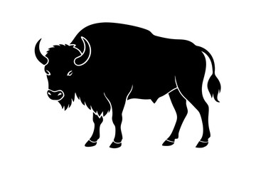 silhouette of a bull, bison vector illustration, bison silhouette, animal silhouette isolated vector Illustration, png, Funny cute bison, Jumping cartoon bisons