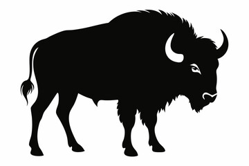 silhouette of a bull, bison vector illustration, bison silhouette, animal silhouette isolated vector Illustration, png, Funny cute bison, Jumping cartoon bisons