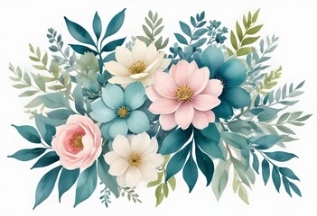 Watercolor botanical flowers background 