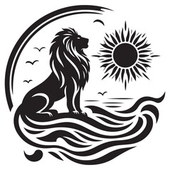 Lion silhouette vector and icon