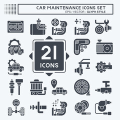 Icon Set Car Maintenance. related to Automotive symbol. glyph style. simple illustration