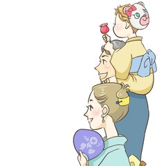 家族で祭り見物