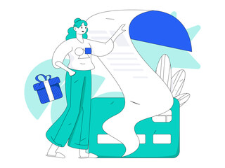 Credit card bill character flat vector concept operation hand drawn illustration
