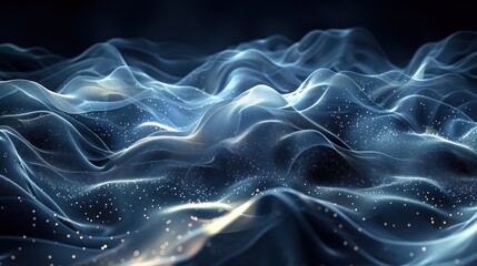 Fototapeta premium Undulating landscape of light waves and particles
