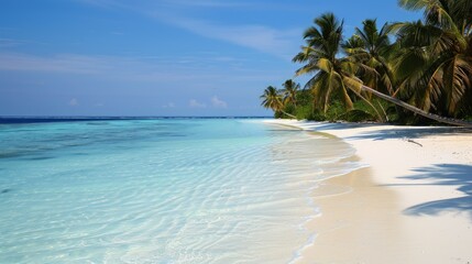 Naklejka premium Tranquil Tropical Beach with Palm Trees