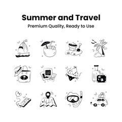 Take a look at this amazing icon of summer and travel icons set