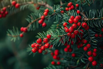 christmas branches with berries