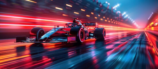 Race Car Speeding Through a Neon City