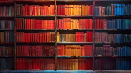 Fototapeta premium Colorful Book Shelf - Generative AI