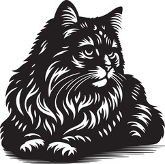 Cat silhouette style Victor with white background