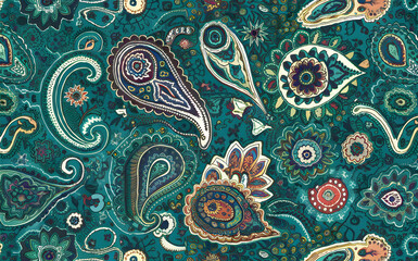 Naklejka premium Paisley pattern with intricate designs