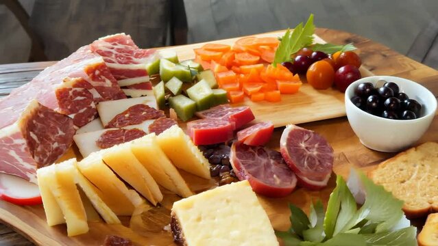 Gourmet charcuterie and cheese board for entertaining