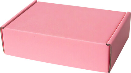 Mockup pink cardboard box isolated on white background