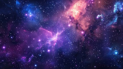Naklejka premium Purple and blue stars in a space background