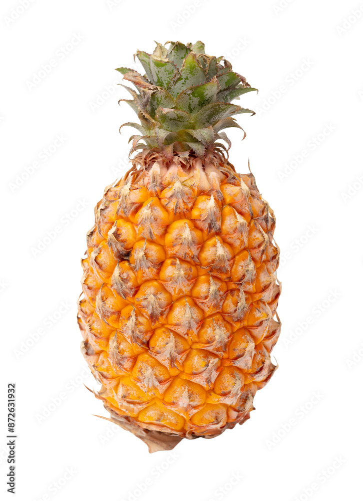 Sticker ripe pineapple isolated white background