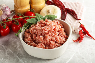 Raw minced pork uncooked meat
