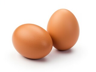 Two Brown Eggs Isolated on White Background