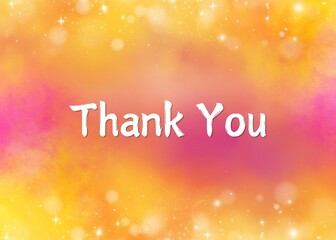 Thank You banner with vibrant colors and  yellow bokeh lights