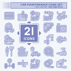 Icon Set Car Maintenance. related to Automotive symbol. two tone style. simple illustration