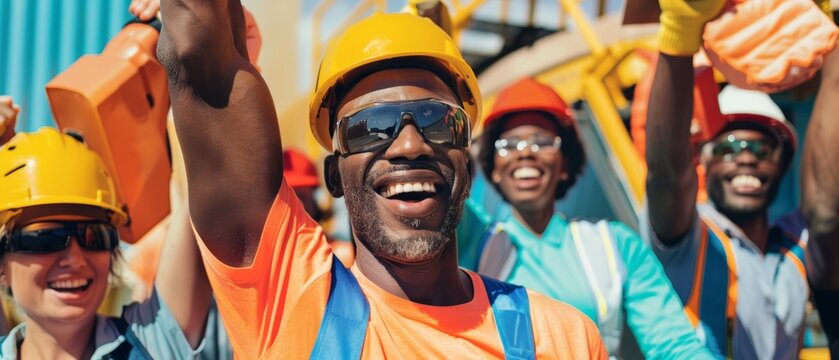 Celebrating Safety Excellence, Construction Team Cheers as Member Receives Award for Outstanding Safety Practices, Promoting Unity and Success