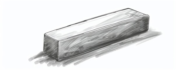 Stationary element eraser clipart, sketch style, grayscale, isolated on white background. copy space for text,