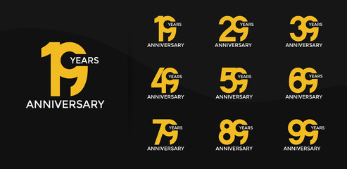 Fototapeta premium anniversary logo style set with yellow and white color can be use for celebration moment