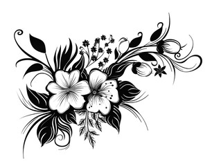 black and white floral background