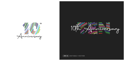 10th Anniversary Logo Design, Number 10 Vector Template.