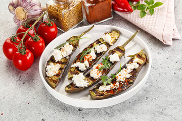 Grilled eggplant with feta cheese
