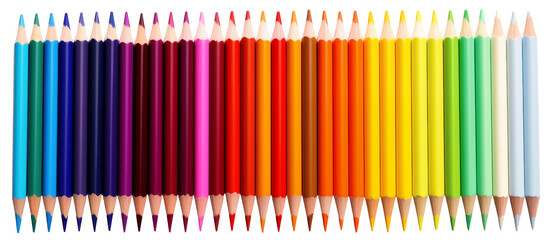Color rainbow wood pencil on a transparent background