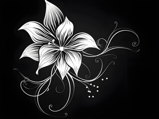 black and white floral