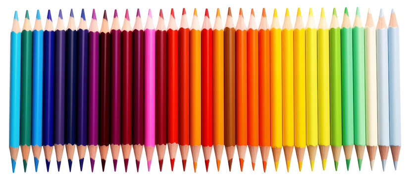 Color rainbow wood pencil on a transparent background