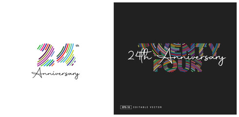 24th Anniversary Logo Design, Number 24 Vector Template.