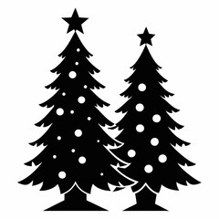 christma tree black vector silhouette