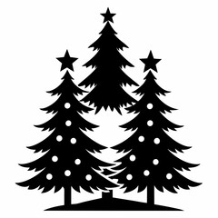christma tree black vector silhouette