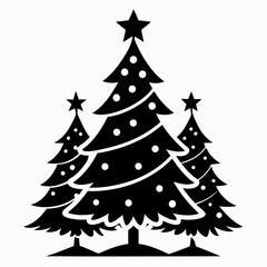 christma tree black vector silhouette
