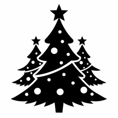 christma tree black vector silhouette