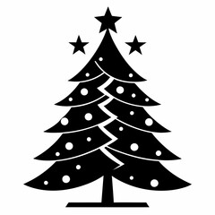 christma tree black vector silhouette