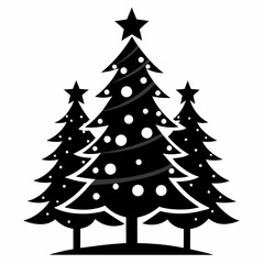 christma tree black vector silhouette