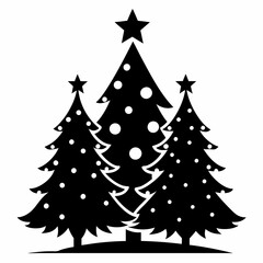 christma tree black vector silhouette