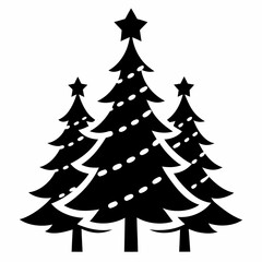 christma tree black vector silhouette