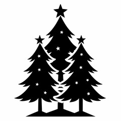 christma tree black vector silhouette