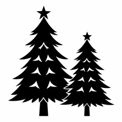 christma tree black vector silhouette