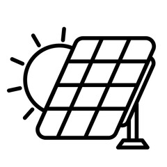 Solar Panel with Sun Icon - Outline Icon, Editable Stroke, Suitable for Web, UI, Mobile Application