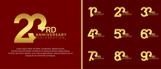 anniversary logo style set with gold color can be use for celebration moment