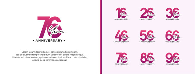 Naklejka premium anniversary logo style set with purple color can be use for celebration moment