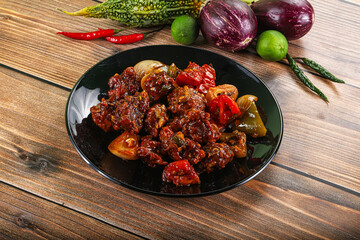 Asian cuisine - pork with chili sauce