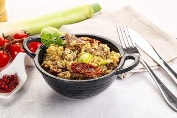 Bulgur with lamb and vegetables